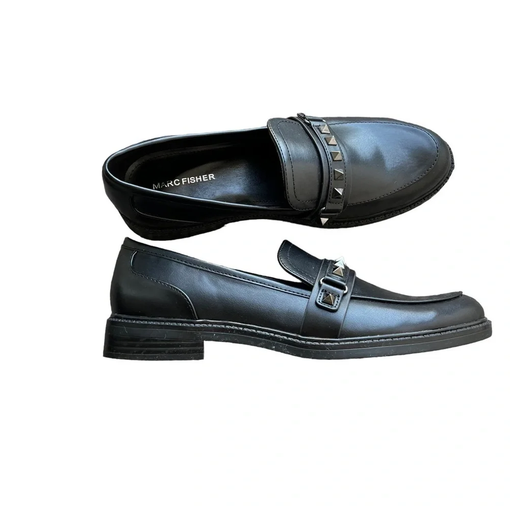 Marc Fisher - Cancia Black Studded Loafers Sz 9.5